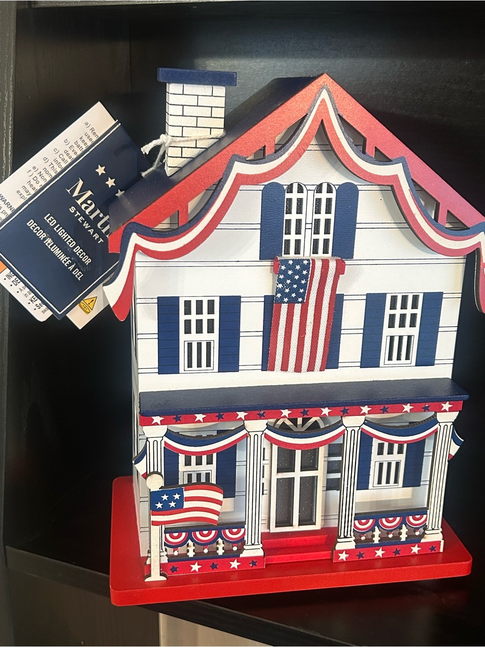 Martha Stewart Blue & White LED House Ornament